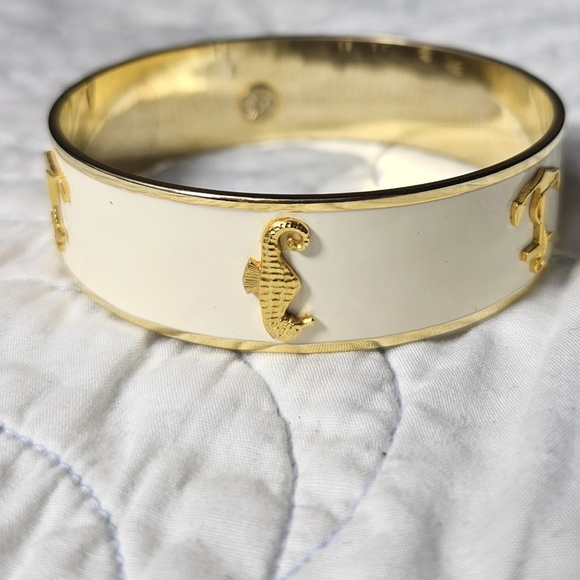 Janna Conner White and Gold Nautical Bangle Bracelet - Picture 7 of 9